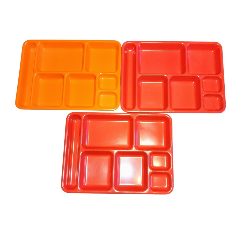 🔥3 Plastic Colored Srithai Superware Divided School Cafeteria Lunch Trays 🔥